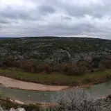 Panoramic overlook of the Colorado River valley at Colorado Bend State Park