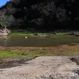 The Colorado River boat ramp at Colorado Bend State Park