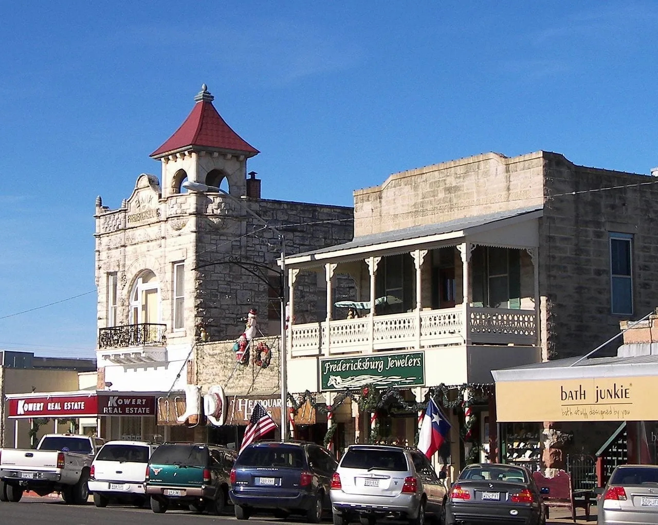 Historic limestone buildings in downtown Fredericksburg