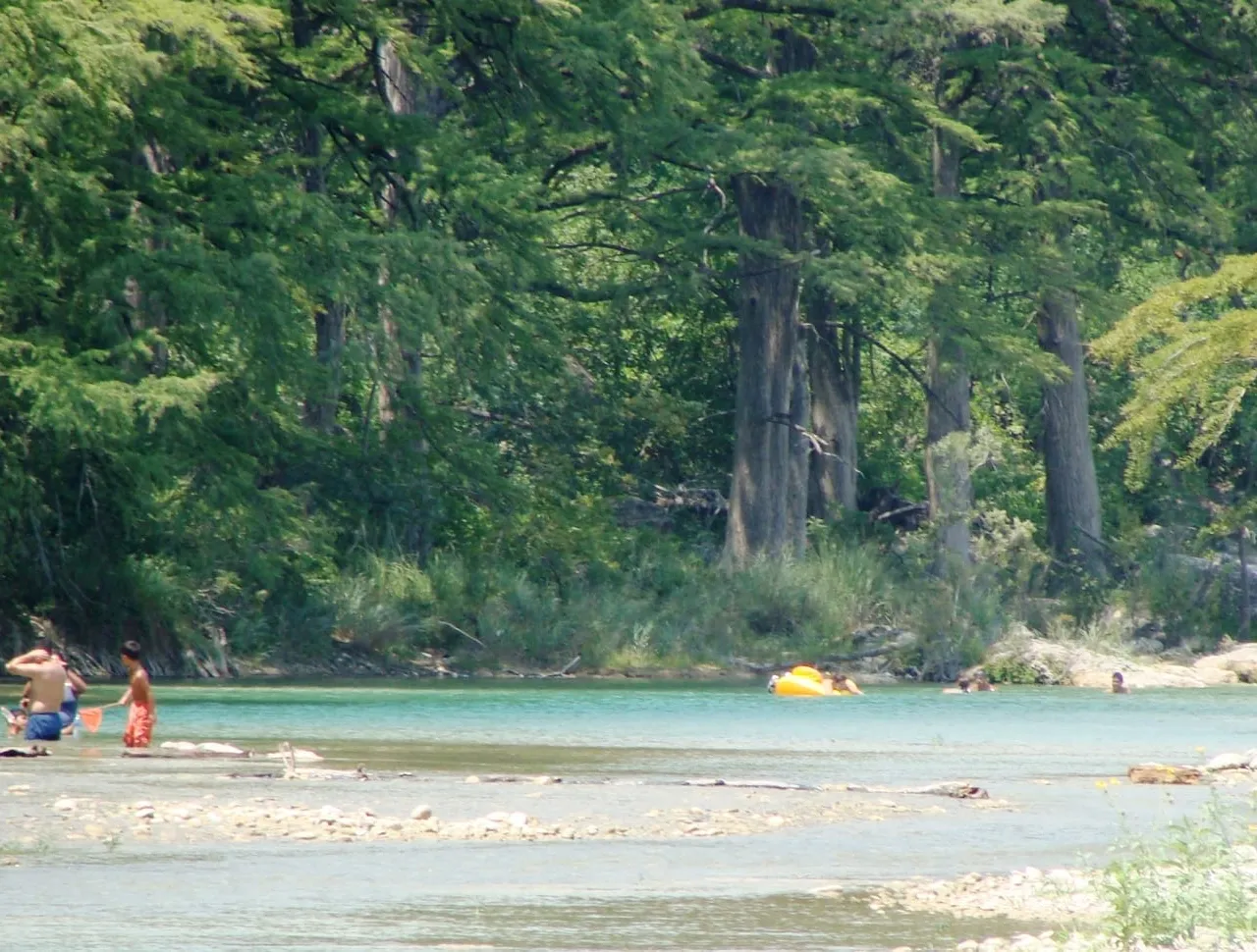 The clear Frio River flowing through Garner State Park in the Texas Hill Country