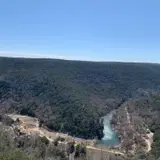Green canyon landscape at Lost Maples State Natural Area in spring